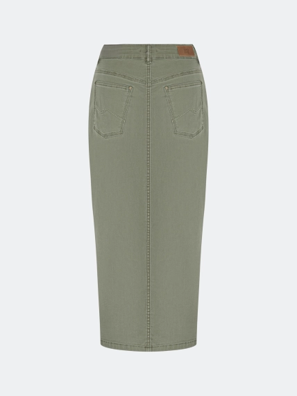 Оливковая джинсовая юбка
