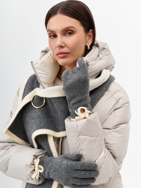 Вязаные перчатки с контрастной отделкой