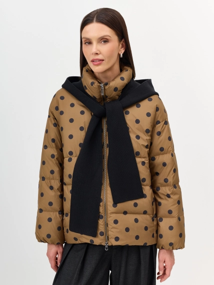 Куртка с принтом и вязаным шарфом-капюшоном