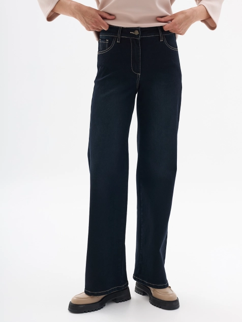 Джинсы с деликатной варкой и контрастными швами